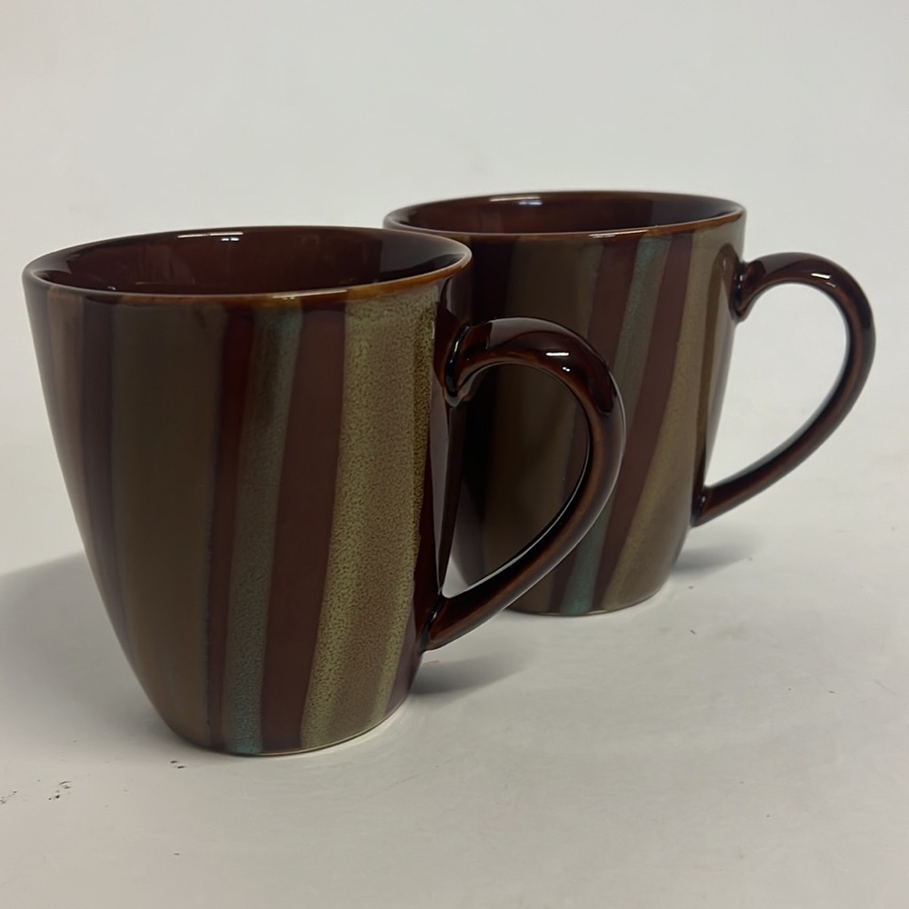 Sango Avanti Brown 4722 Set of 2 stoneware mugs